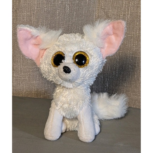 Ty Other - Ty Beanie Boos Phoenix the White Fennec Fox Plush 6" Glitter Eyes Retired